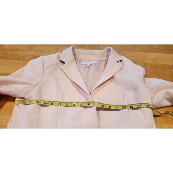Light Pink Blazer Suit Jacket Black Under Collar Flap & Zip pockets 16 NY & Co - Picture 9 of 12